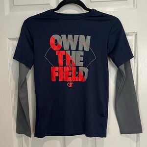 Youth Boys Champion Navy Long Sleeve Graphic Tee